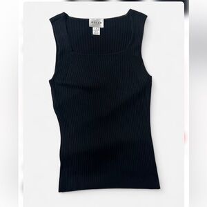 Oscar de la Renta Midnight Ribbed Tank Top